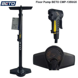 BETO - Floor Pump - 26 Inch Steel - 160 psi - 34mm Steel Barrel - Base Mount 3.5 Inch - Dual Head