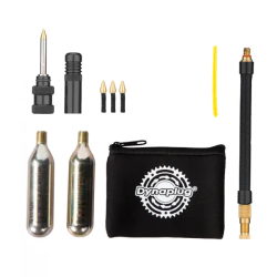 DYNAPLUG - Tubeless Repair Kit - Air Road - Black W/ Pouch & Hose - Smaller Plugs Road Specific - 2 x Co2 16 Gram