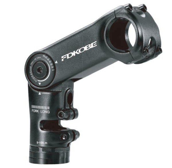 FD KOBE - Heady Duty Adjustable Stem - 31.8mm - Length 90mm - Height 40mm - eBike Specific (inner cable routing compatible) - Black
