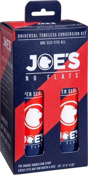 JOES NO-FLATS Universal Tubeless Conversion Kit - 26-29 inch (2 x Super Sealant 125mL, 2 x Valves, Rim Tape & Universal Tape)