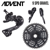 MICROSHIFT Groupset - ADVENT Gravel - Drop Bar Shifter - 1x9 Speed - 11-42T / RD-M6195M Rear Derailleur / SB-M090 Shifter Pair / CS-H093A Cassette