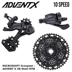 MICROSHIFT Groupset - ADVENT X OE Steel MTB - 1x10 Speed 11-48T - Trail Shifter SL-M9505-R / Rear Derailleur RD-M6205GM / Cassette CS-H104 Steel