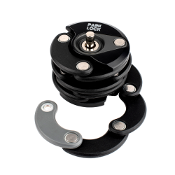 PARK LOCK BROOKLYN FOLDING ROUND LOCK HIGH SECURITY - 3mm HARDENED STEEL - ZINC BODY - ABS HOUSING