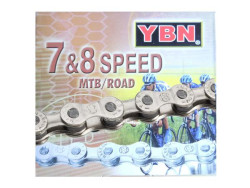 YABAN Chain - 7-8 Speed MTB/ROAD - 1/2 x 3/32 X 116L - Solid Pin - Half Silver/Brown