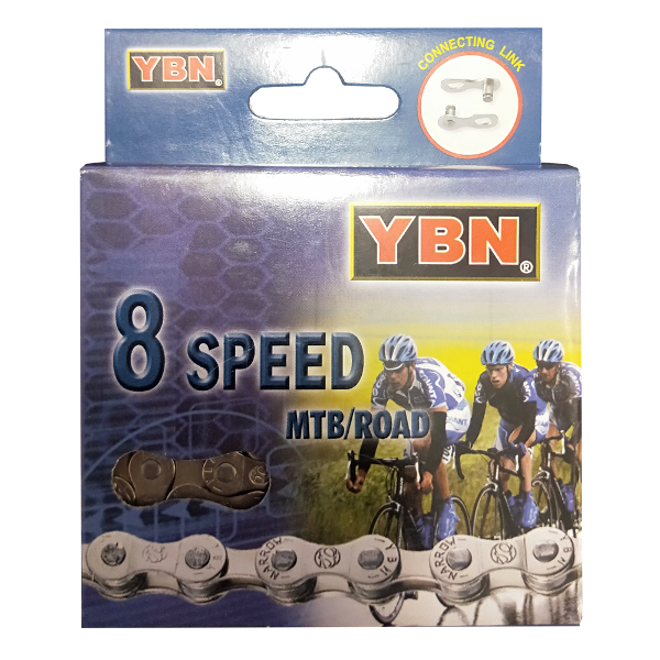 YABAN Chain - 8 Speed - 1/2 X 3/32 X 116L - Solid Pin & Plate - 7.3mm - Grey/Grey
