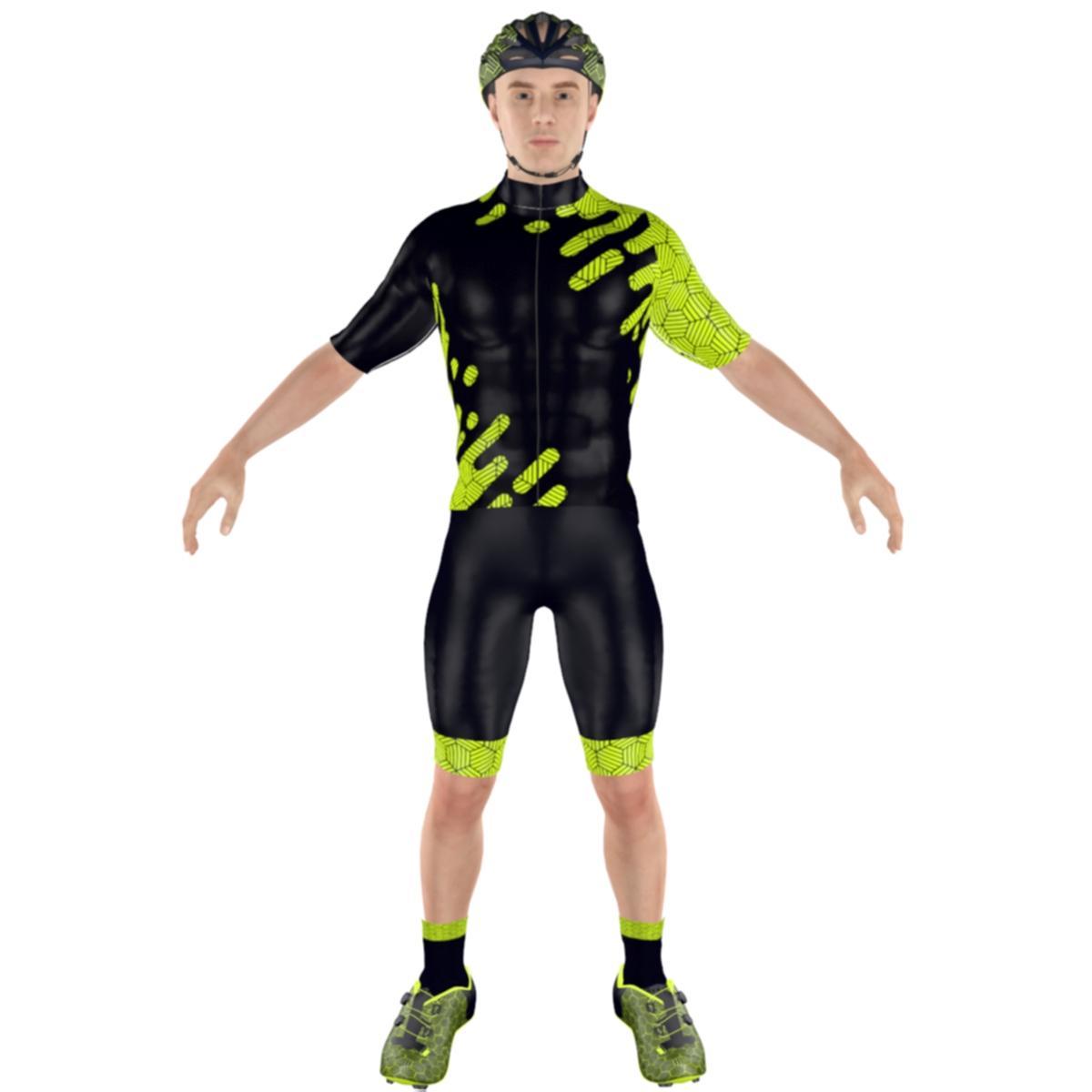 Cycling Clothing Combo Big Ring Gloria Bitter Lemon Rich Black Mens-BR4015