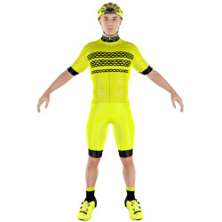 Cycling Clothing Combo Big Ring Hugh Acid Green Rich Black White Mens-BR4023