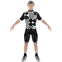 Cycling clothing combo Big Ring Dottie White Black Mens-BR4154