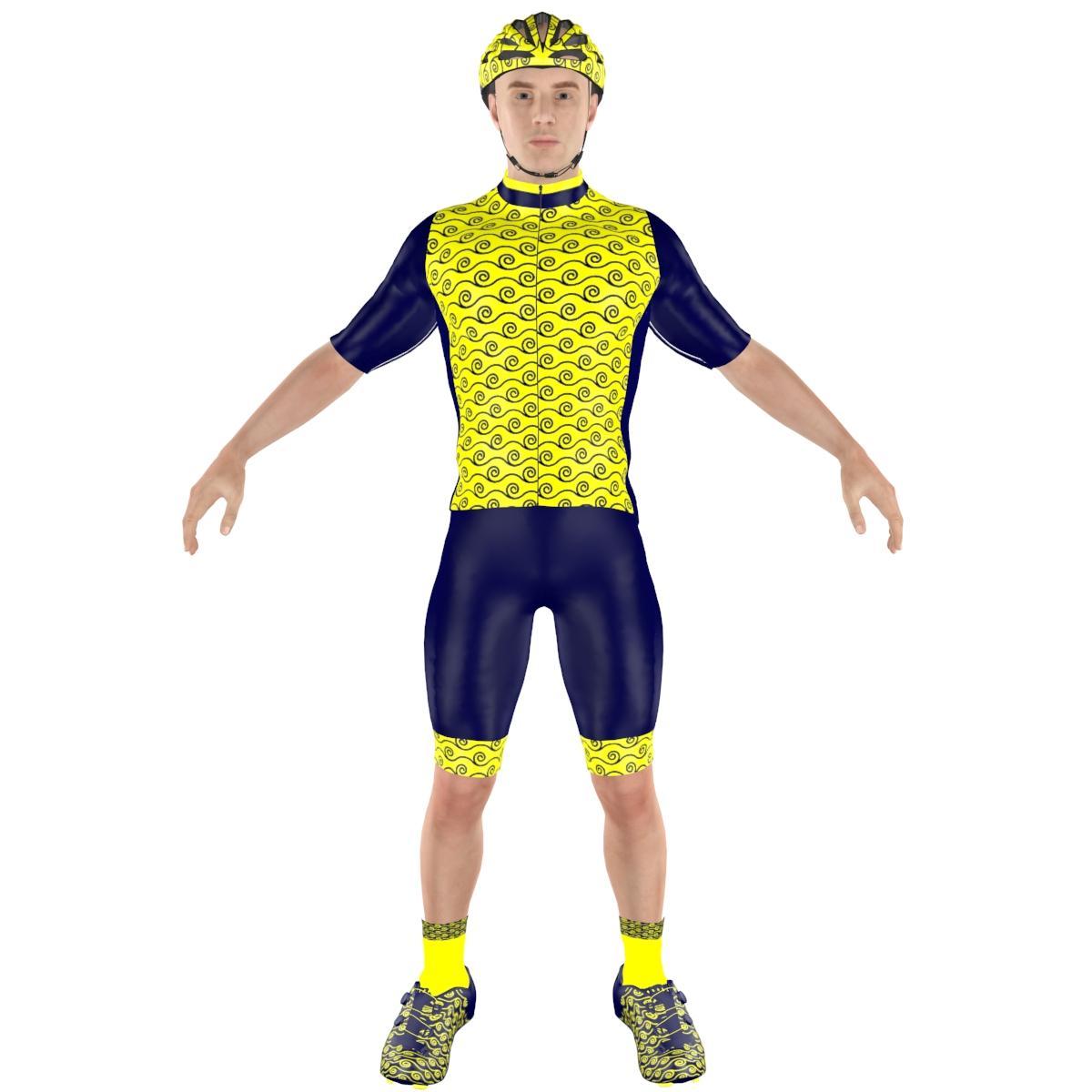 Cycling clothing combo Big Ring Leia Yellow Sun Yankees Blue Mens-BR4126