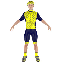Cycling clothing combo Big Ring Leia Yellow Sun Yankees Blue Mens-BR4126