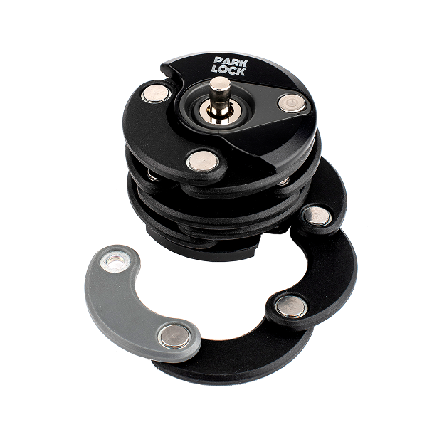 PARK LOCK BROOKLYN FOLDING ROUND LOCK HIGH SECURITY - 3mm HARDENED STEEL - ZINC BODY - ABS HOUSING